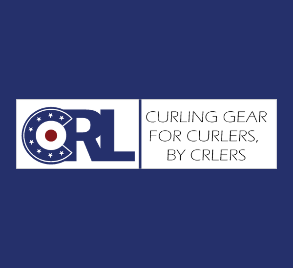 CRL logo featuring a curling house design within the letter "C" surrounded by stars, alongside the slogan “Curling Gear for Curlers, by CRLers” on a blue background. Represents the brand identity of CRL.LIFE, a curling-focused apparel company.