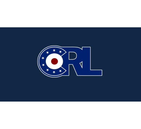 Navy blue logo featuring the letters "CRL" with the "C" styled as a curling house target, including a red button center and white stars in a circular pattern around it — representing the sport of curling and the brand CRL.LIFE