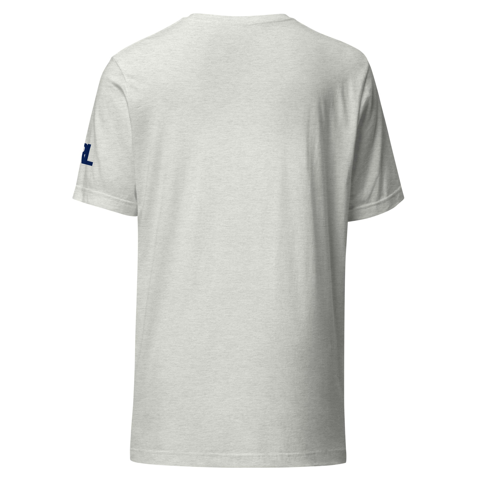 Back view of the “Good Curling USA All The Way” T-shirt in soft ash gray cotton, showcasing the clean, minimal back design and relaxed fit.